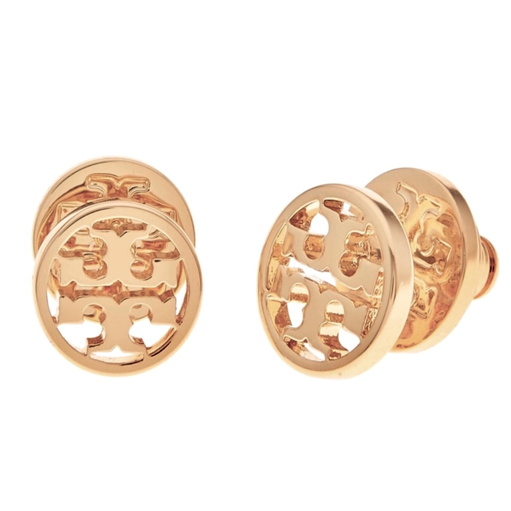 TORY BURCH • Gold Miller Delicate Logo Earrings - Picture 3 of 7
